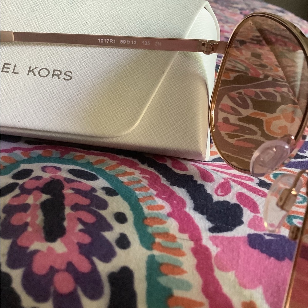 Michael Kors Gold-Toned Aviator Sunglasses - Picture 5 of 5